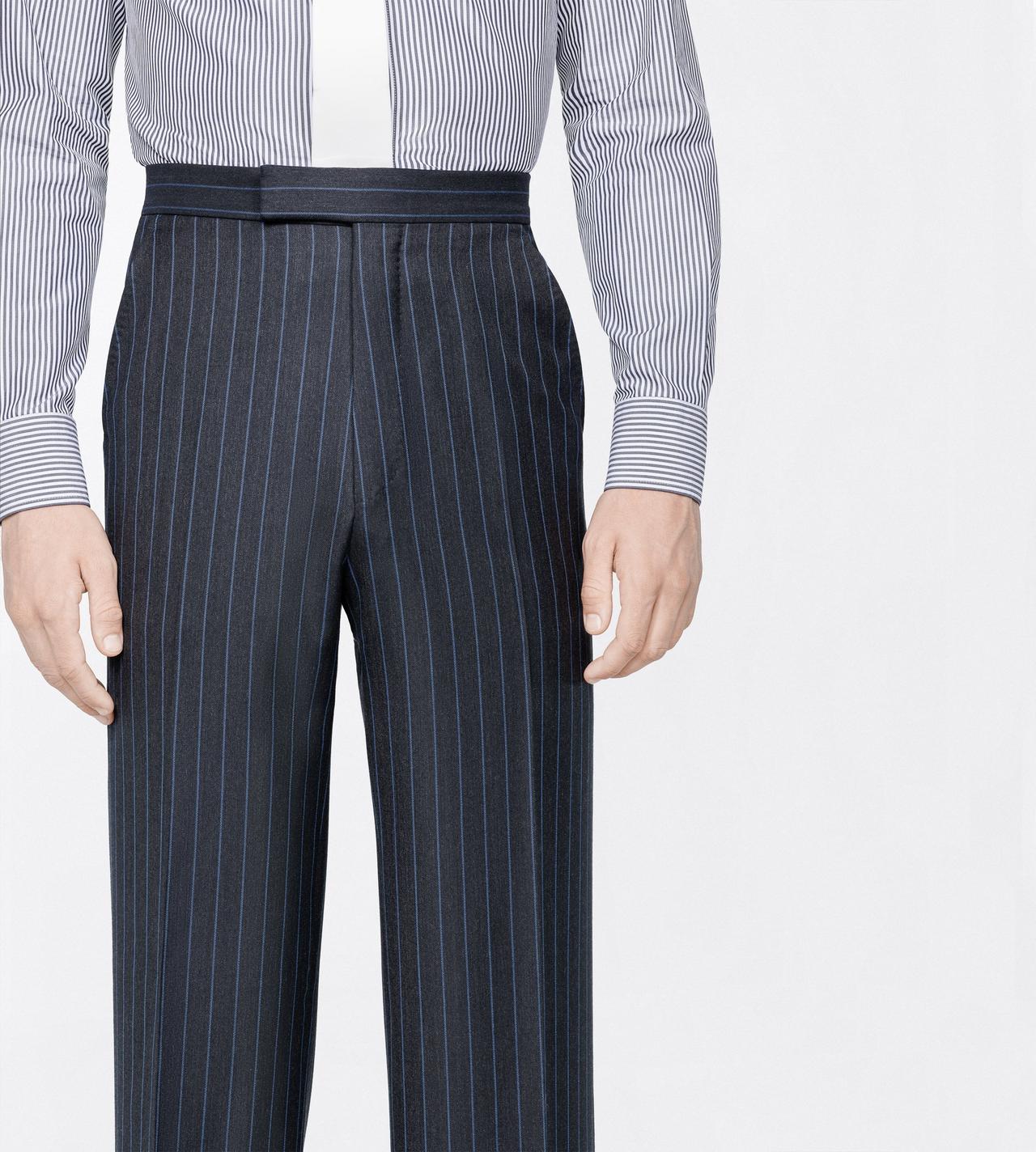 TOM FORD WOOL GREY+BLUE PINPOINT STRIPE COLBERT HIGH-WAIST PANT