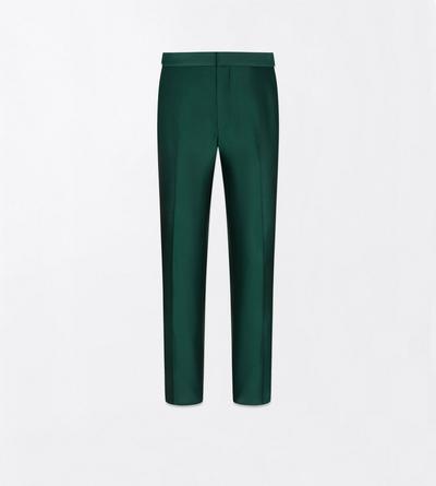 TOM FORD WOOL SILK BLEND EMERALD MIKADO FLAT FRONT PANT