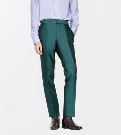 TOM FORD WOOL SILK BLEND EMERALD MIKADO FLAT FRONT PANT