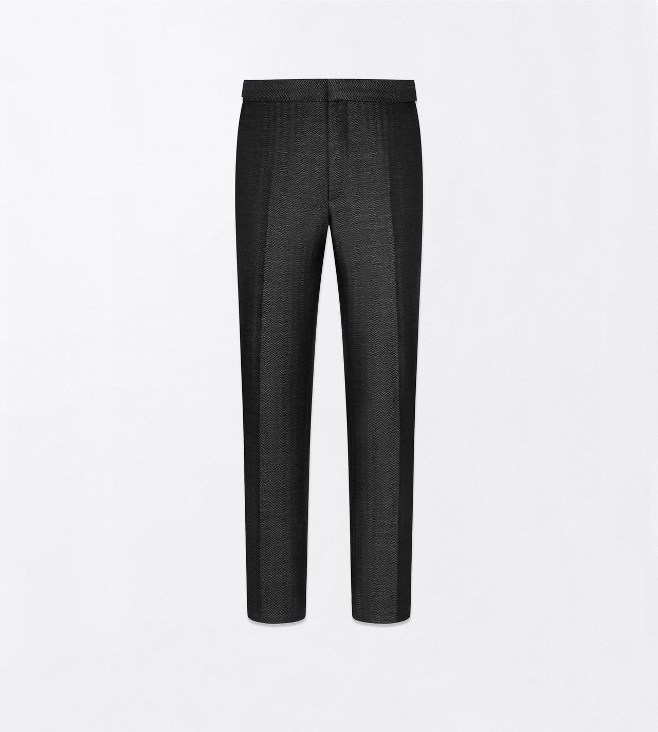 TOM FORD WOOL BLEND BLACK HERRINGBONE FLAT FRONT PANT