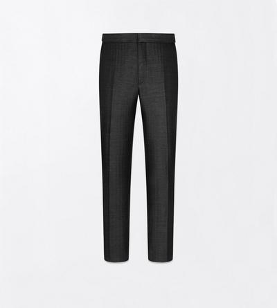 TOM FORD WOOL BLEND BLACK HERRINGBONE FLAT FRONT PANT