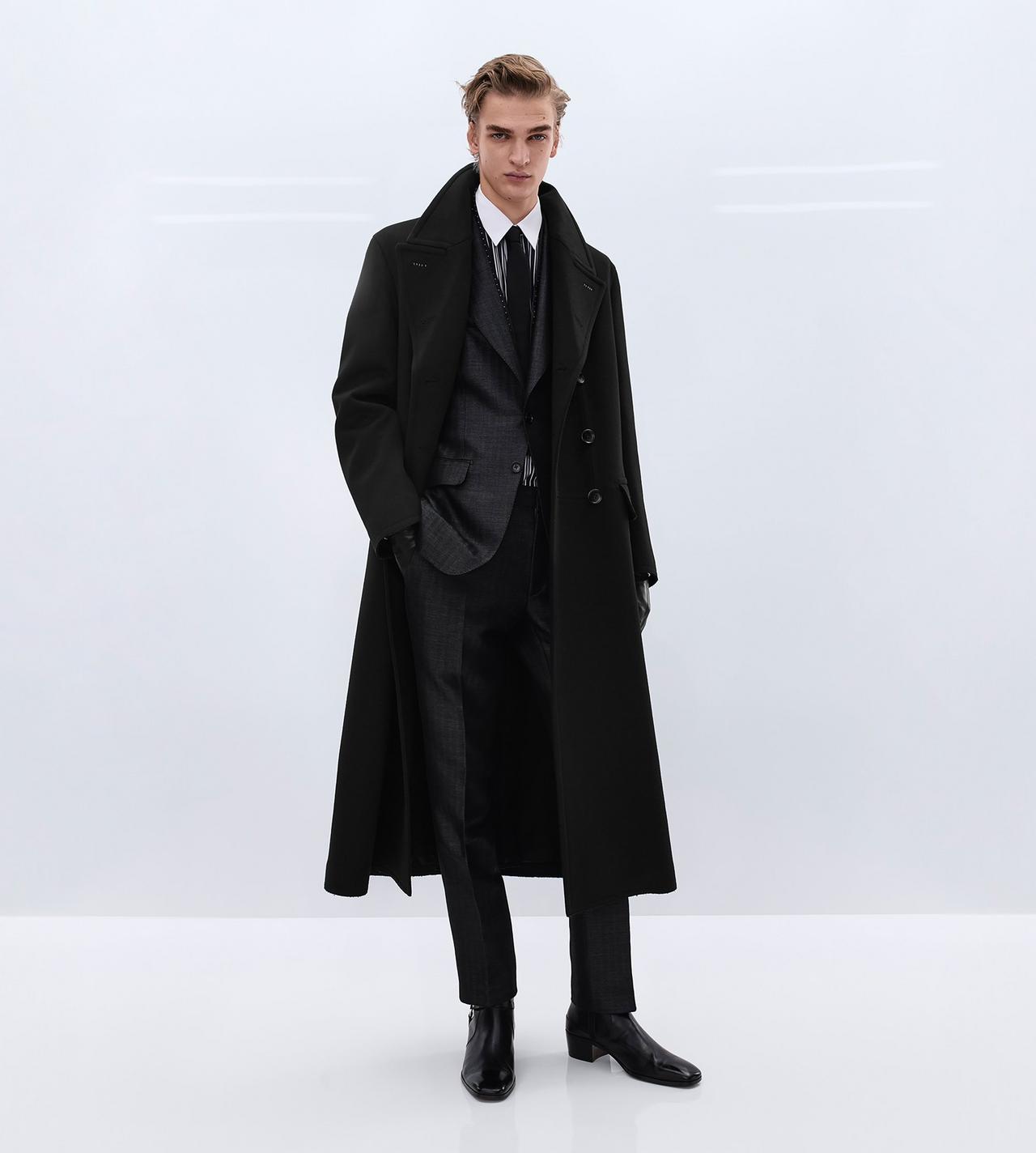 TOM FORD WOOL BLEND BLACK HERRINGBONE FLAT FRONT PANT