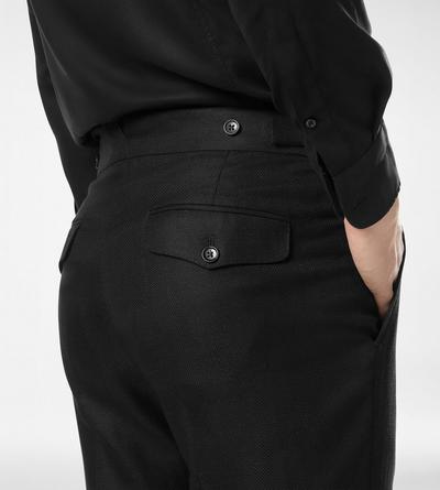 TOM FORD WOOL SILK BLEND BLACK WOOL SILK LINEN SHARKSKIN PANT