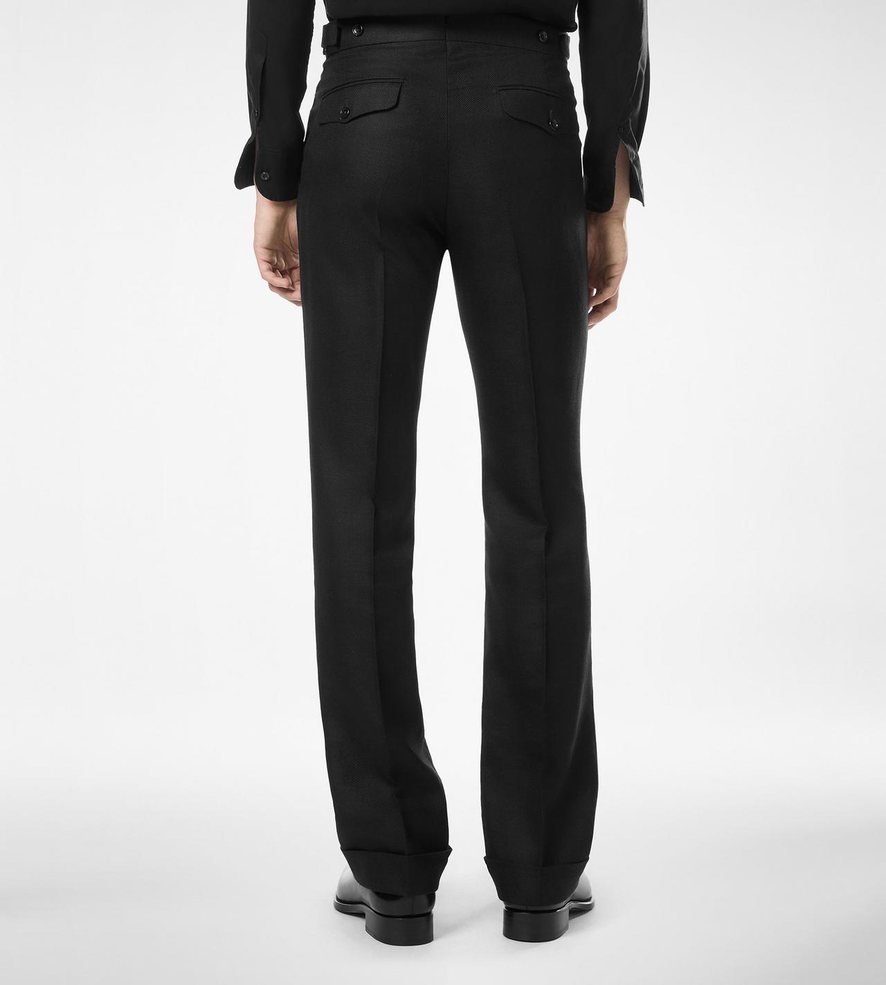 TOM FORD WOOL SILK BLEND BLACK WOOL SILK LINEN SHARKSKIN PANT
