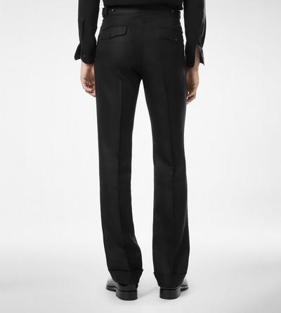 TOM FORD WOOL SILK BLEND BLACK WOOL SILK LINEN SHARKSKIN PANT
