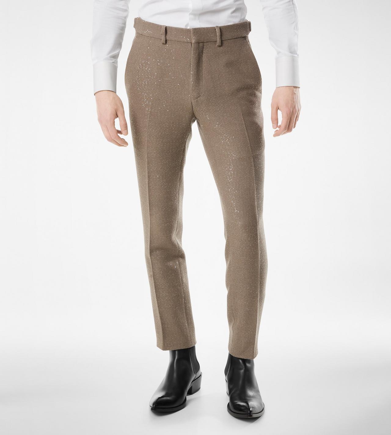 TOM FORD WOOL BLEND DESERT TAUPE SEQUINS LIGHT BOUCL&Egrave; PANT