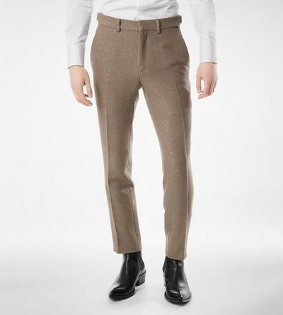 TOM FORD WOOL BLEND DESERT TAUPE SEQUINS LIGHT BOUCL&Egrave; PANT