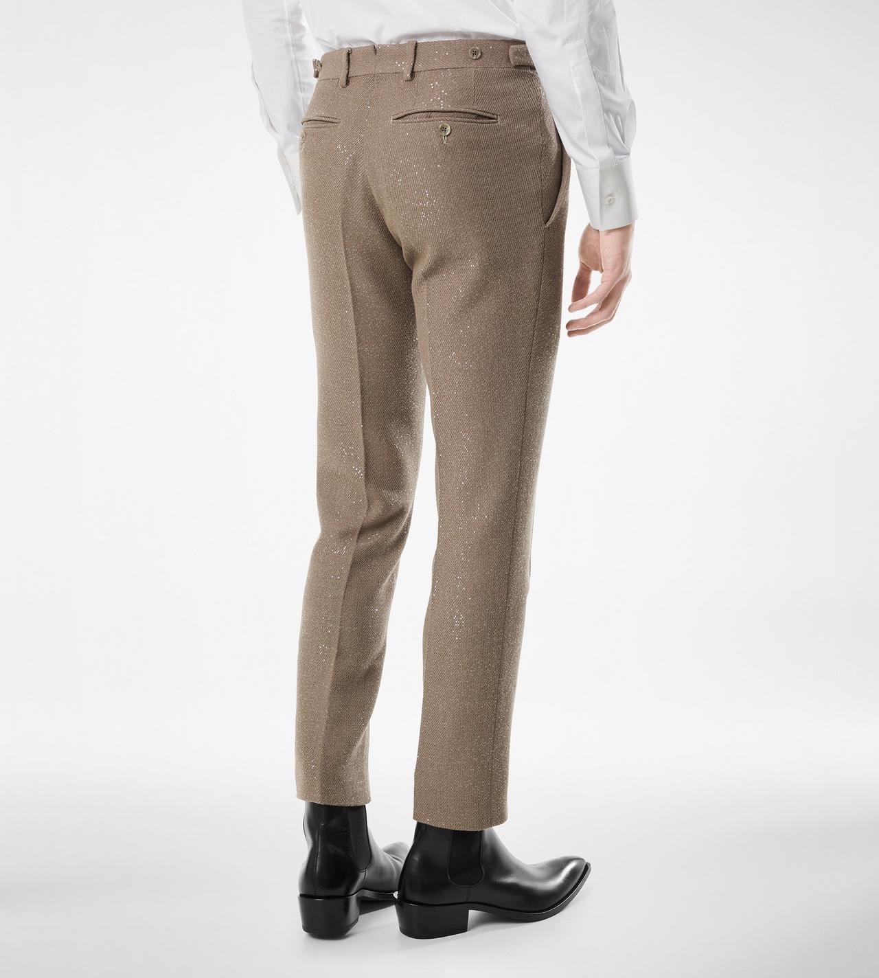 TOM FORD WOOL BLEND DESERT TAUPE SEQUINS LIGHT BOUCL&Egrave; PANT
