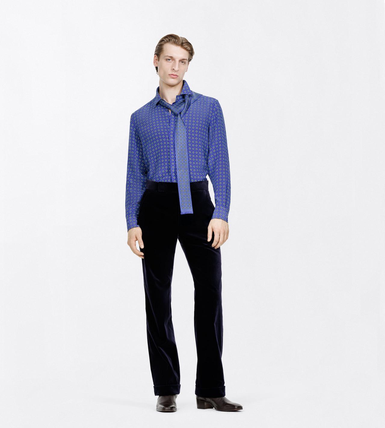TOM FORD VELVET WASHED INDIGO VELVET FLAT FRONT PANT