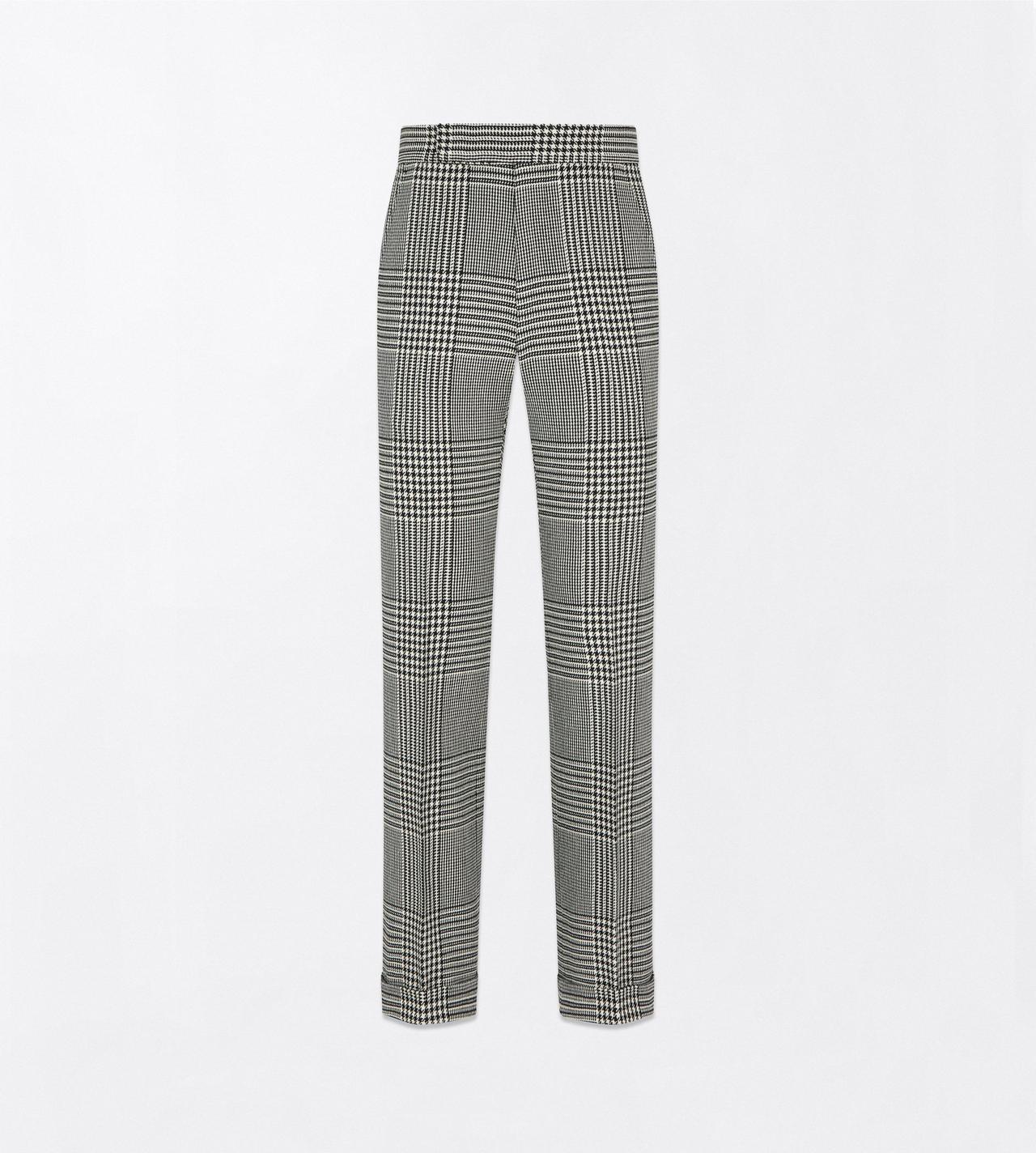 TOM FORD WOOL BLACK AND WHITE PRINCE OF WALES FLAT FRONT PANT