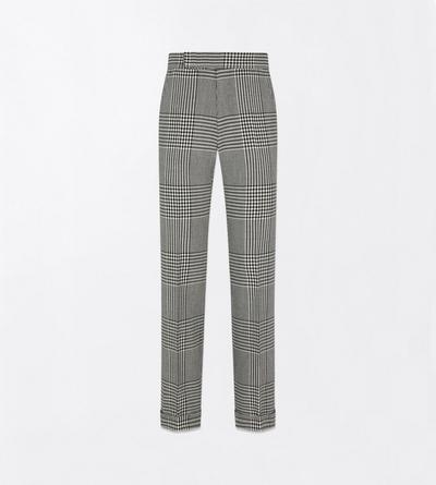 TOM FORD WOOL BLACK AND WHITE PRINCE OF WALES FLAT FRONT PANT