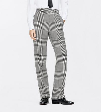 TOM FORD WOOL BLACK AND WHITE PRINCE OF WALES FLAT FRONT PANT