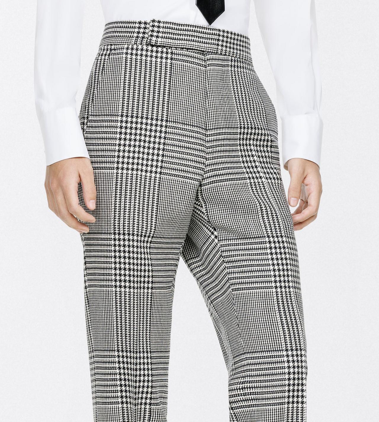 TOM FORD WOOL BLACK AND WHITE PRINCE OF WALES FLAT FRONT PANT