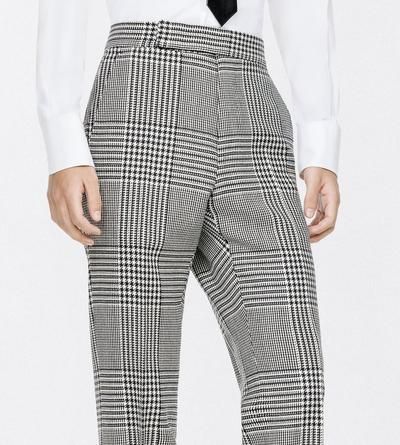 TOM FORD WOOL BLACK AND WHITE PRINCE OF WALES FLAT FRONT PANT