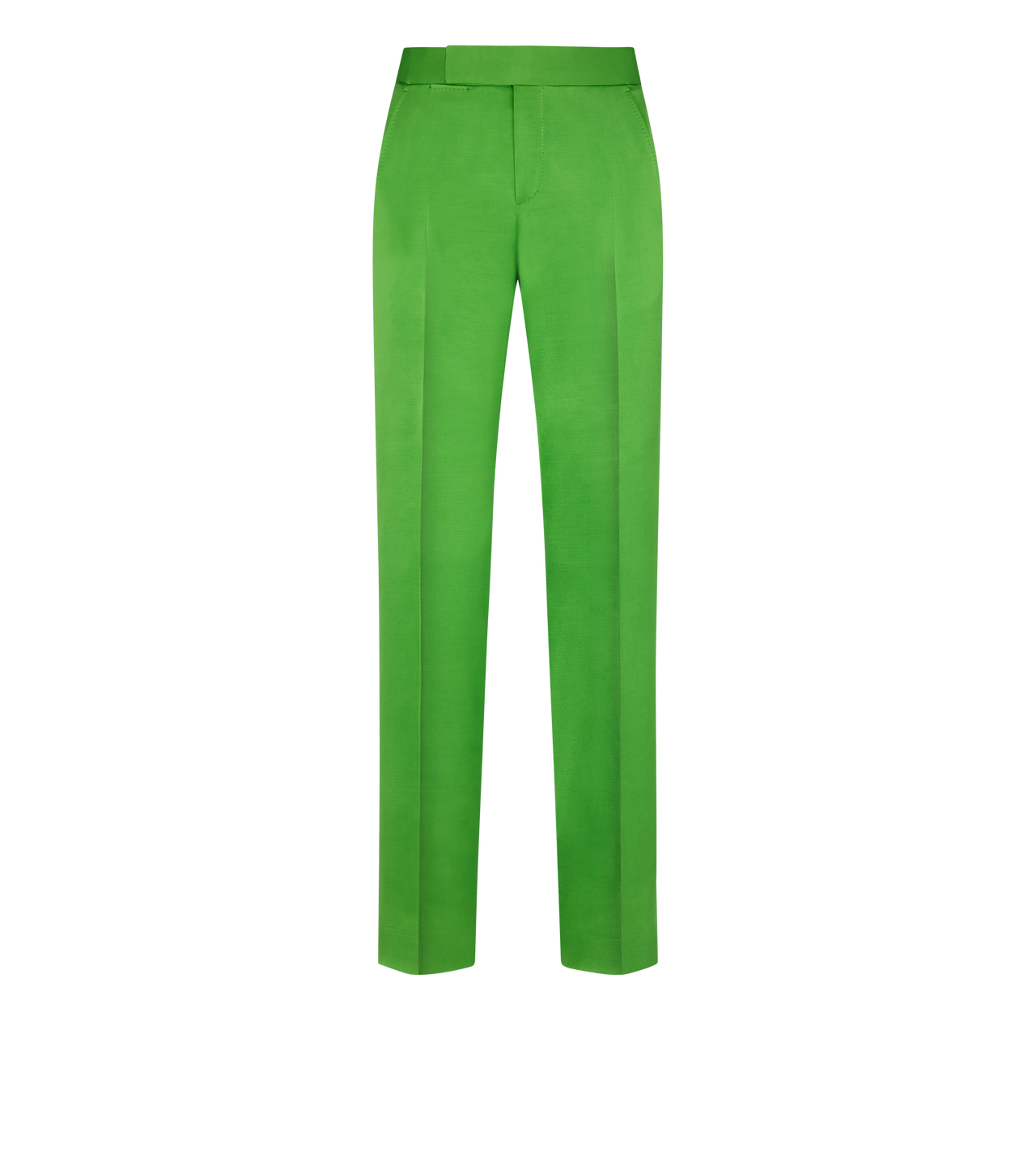 TOM FORD SILK WOOL BLEND SEAGRASS FLUID SILK WOOL FLAT FRONT PANT
