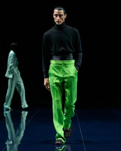 TOM FORD SILK WOOL BLEND SEAGRASS FLUID SILK WOOL FLAT FRONT PANT