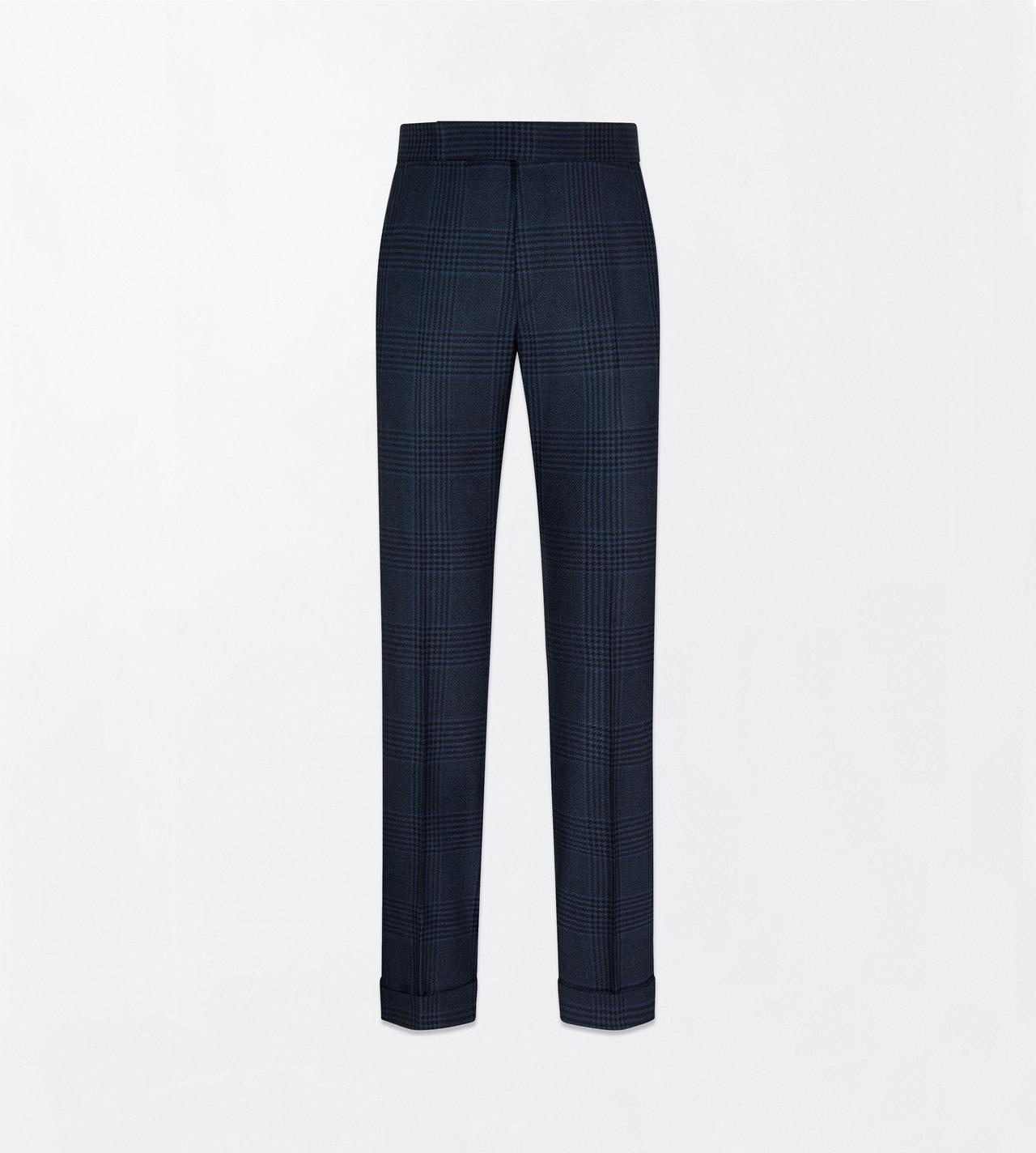 TOM FORD WOOL NAVY MULTICOLOR GRAND CHECK FLAT FRONT PANT