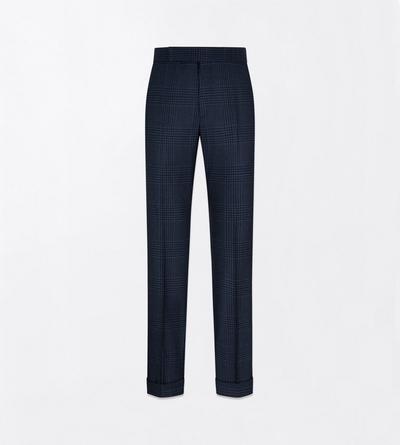 TOM FORD WOOL NAVY MULTICOLOR GRAND CHECK FLAT FRONT PANT
