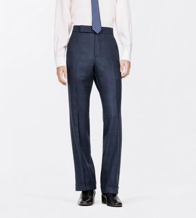 TOM FORD WOOL NAVY MULTICOLOR GRAND CHECK FLAT FRONT PANT