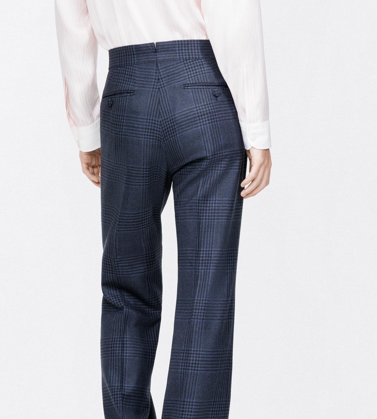 TOM FORD WOOL NAVY MULTICOLOR GRAND CHECK FLAT FRONT PANT