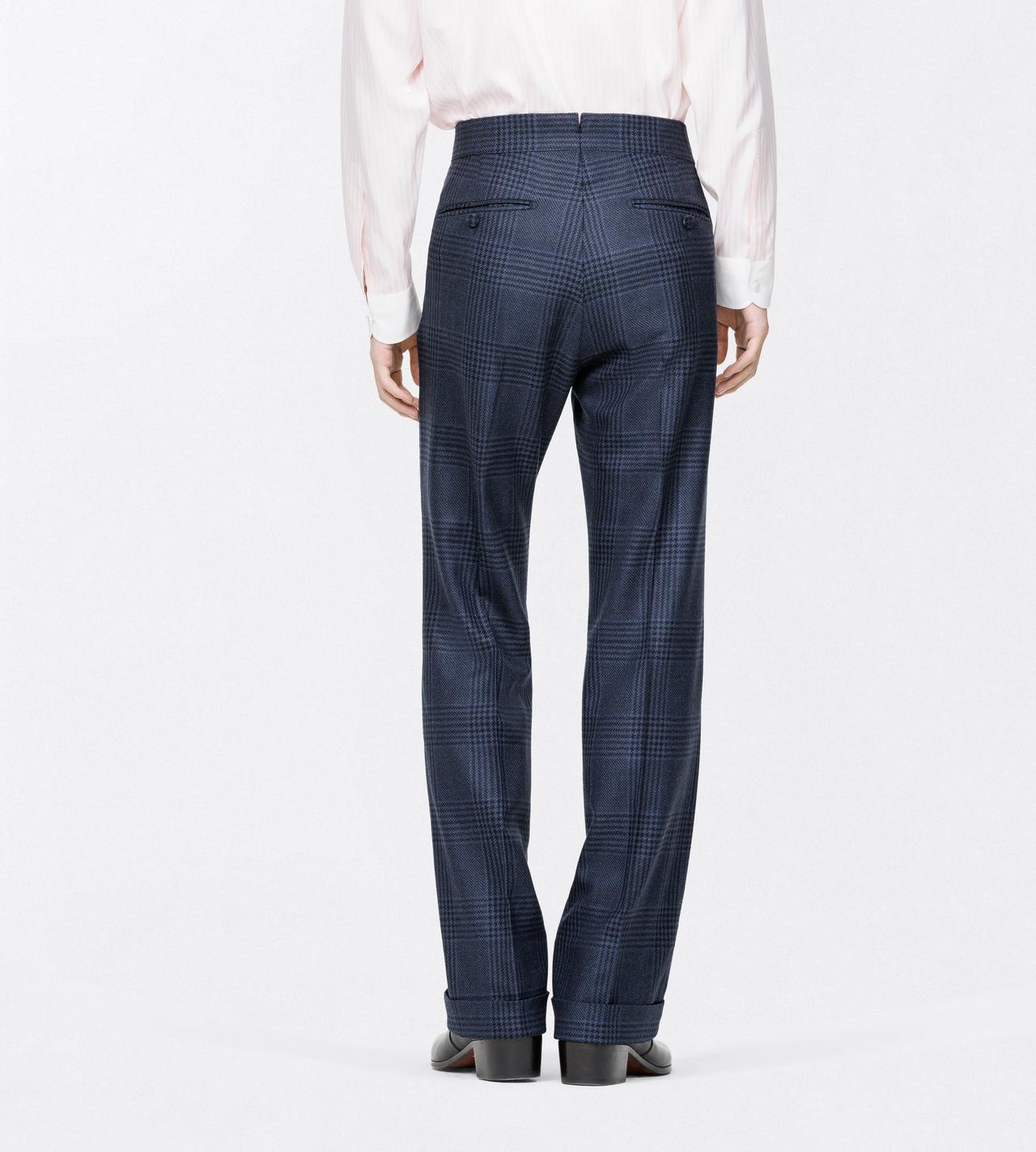 TOM FORD WOOL NAVY MULTICOLOR GRAND CHECK FLAT FRONT PANT