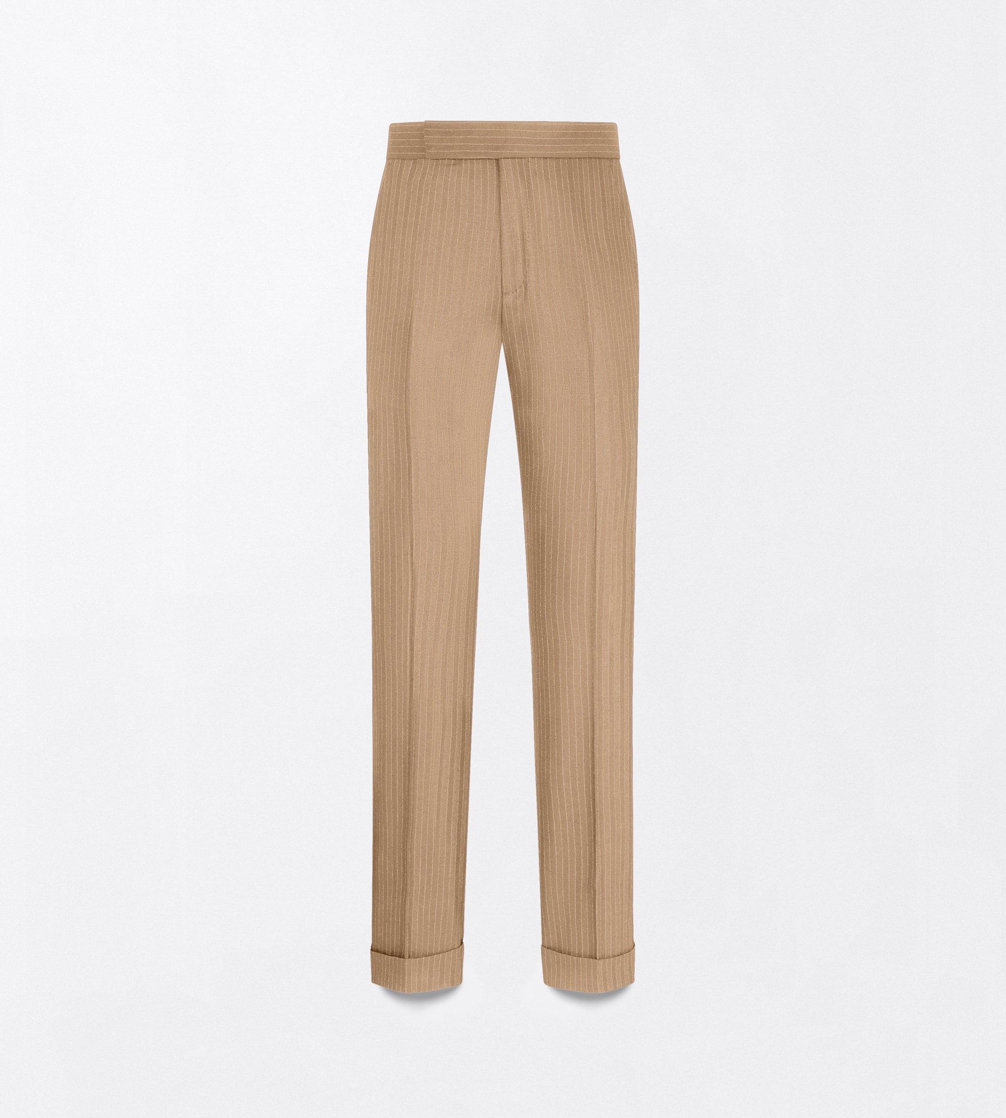 SAXONY HERRINGBONE STRIPE FLAT FRONT PANT