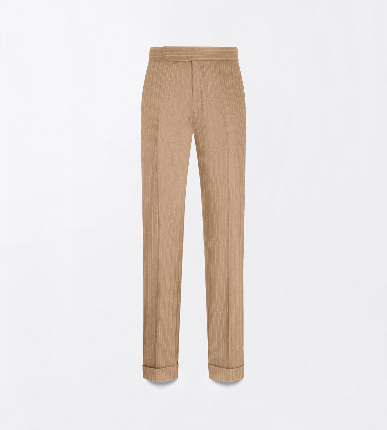 TOM FORD  CAMEL SAXONY HERRINGBONE STRIPE FLAT FRONT PANT