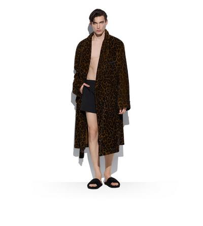 LEOPARD PRINTED TOWELLING SHAWL COLLAR ROBE image number 1