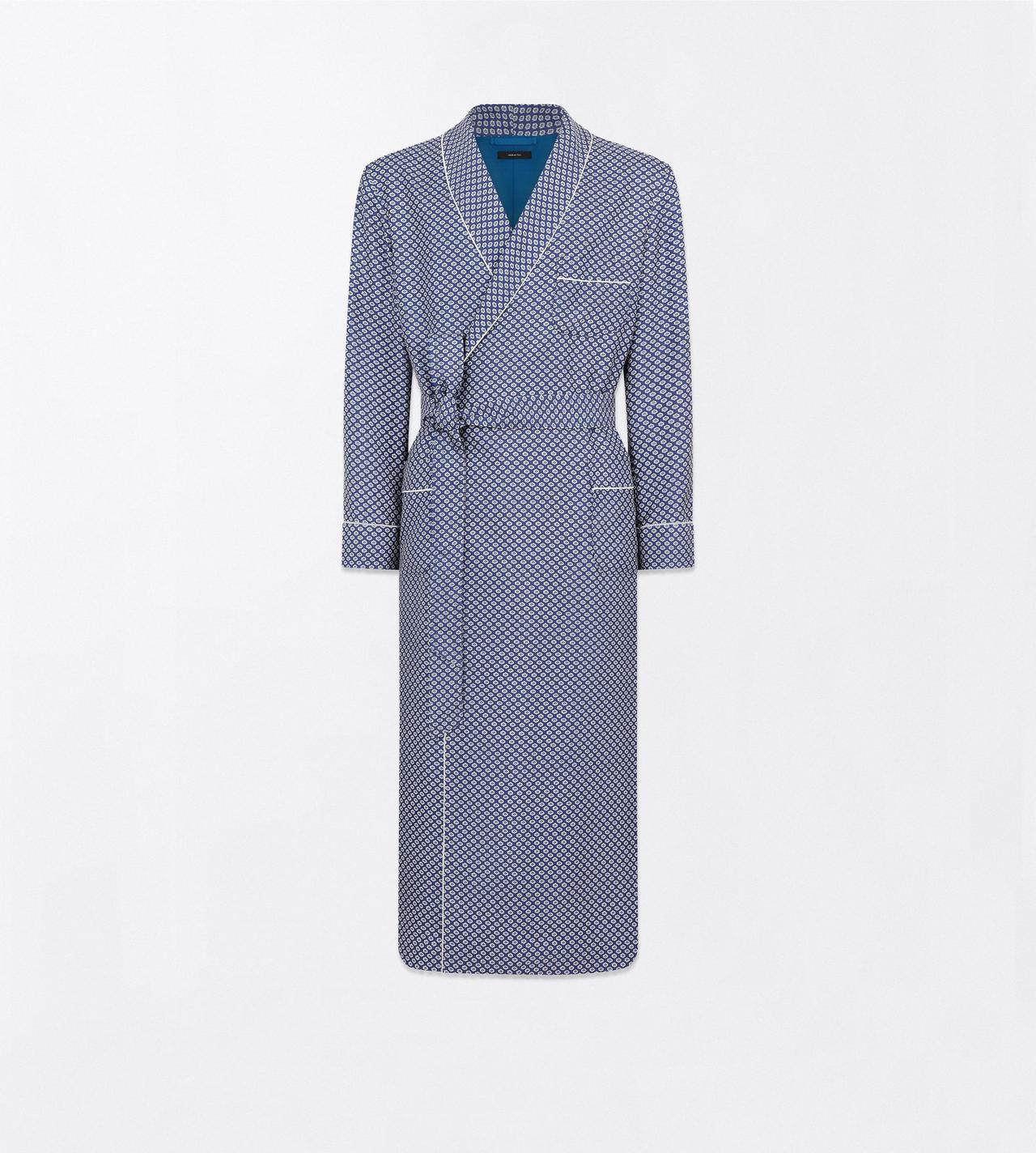 TOM FORD  COMBO BLUE SHADES MICRO ORNAMENTAL PRINTED SILK TWILL ROBE