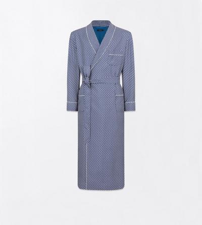 TOM FORD  COMBO BLUE SHADES MICRO ORNAMENTAL PRINTED SILK TWILL ROBE