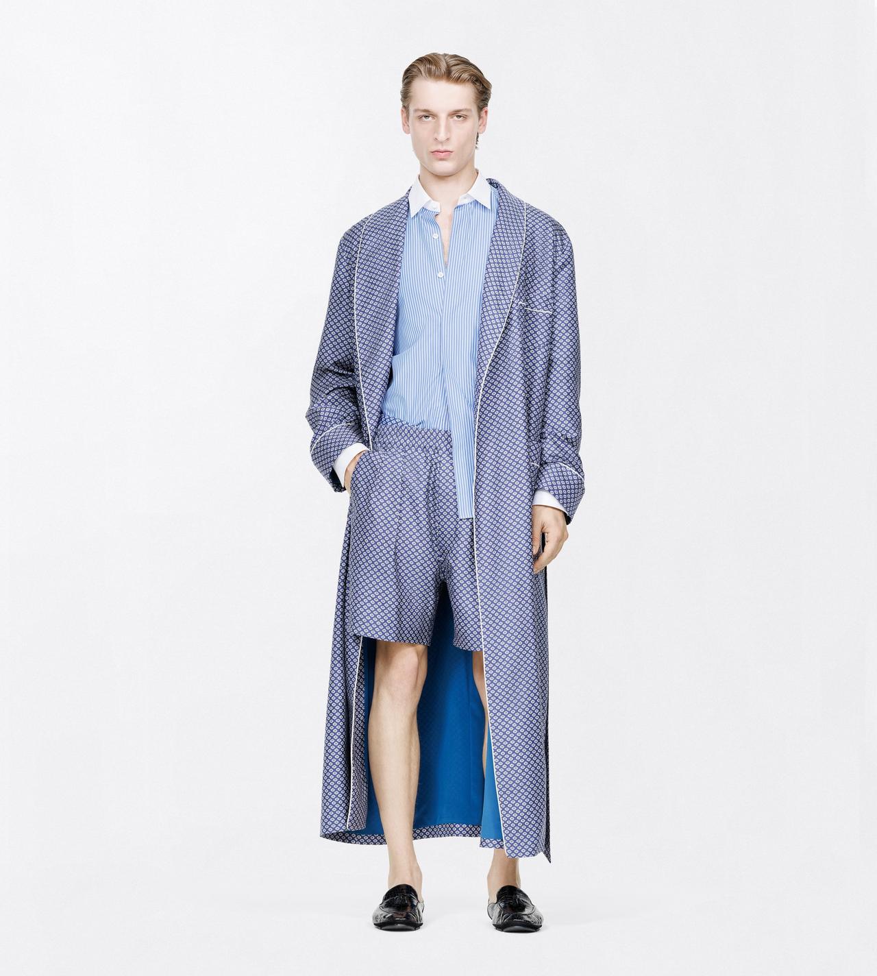 TOM FORD  COMBO BLUE SHADES MICRO ORNAMENTAL PRINTED SILK TWILL ROBE