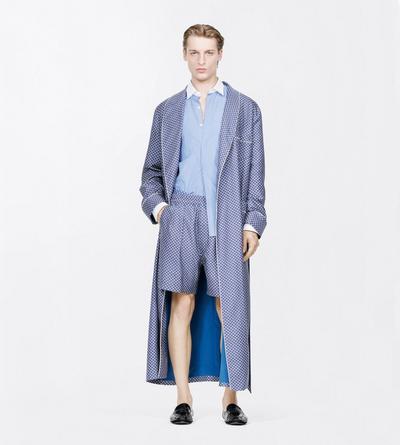 TOM FORD  COMBO BLUE SHADES MICRO ORNAMENTAL PRINTED SILK TWILL ROBE
