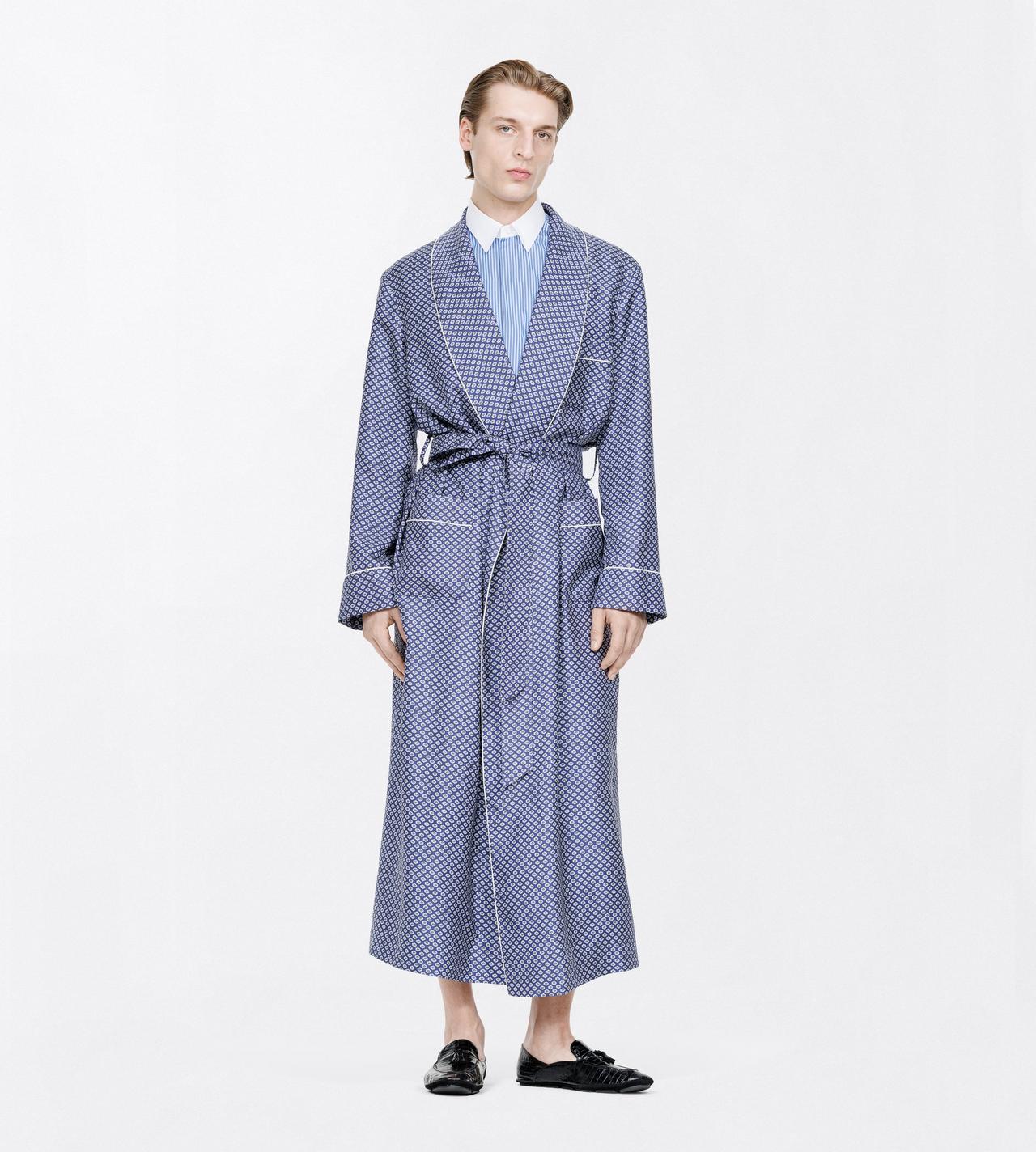 TOM FORD  COMBO BLUE SHADES MICRO ORNAMENTAL PRINTED SILK TWILL ROBE