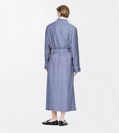 TOM FORD  COMBO BLUE SHADES MICRO ORNAMENTAL PRINTED SILK TWILL ROBE