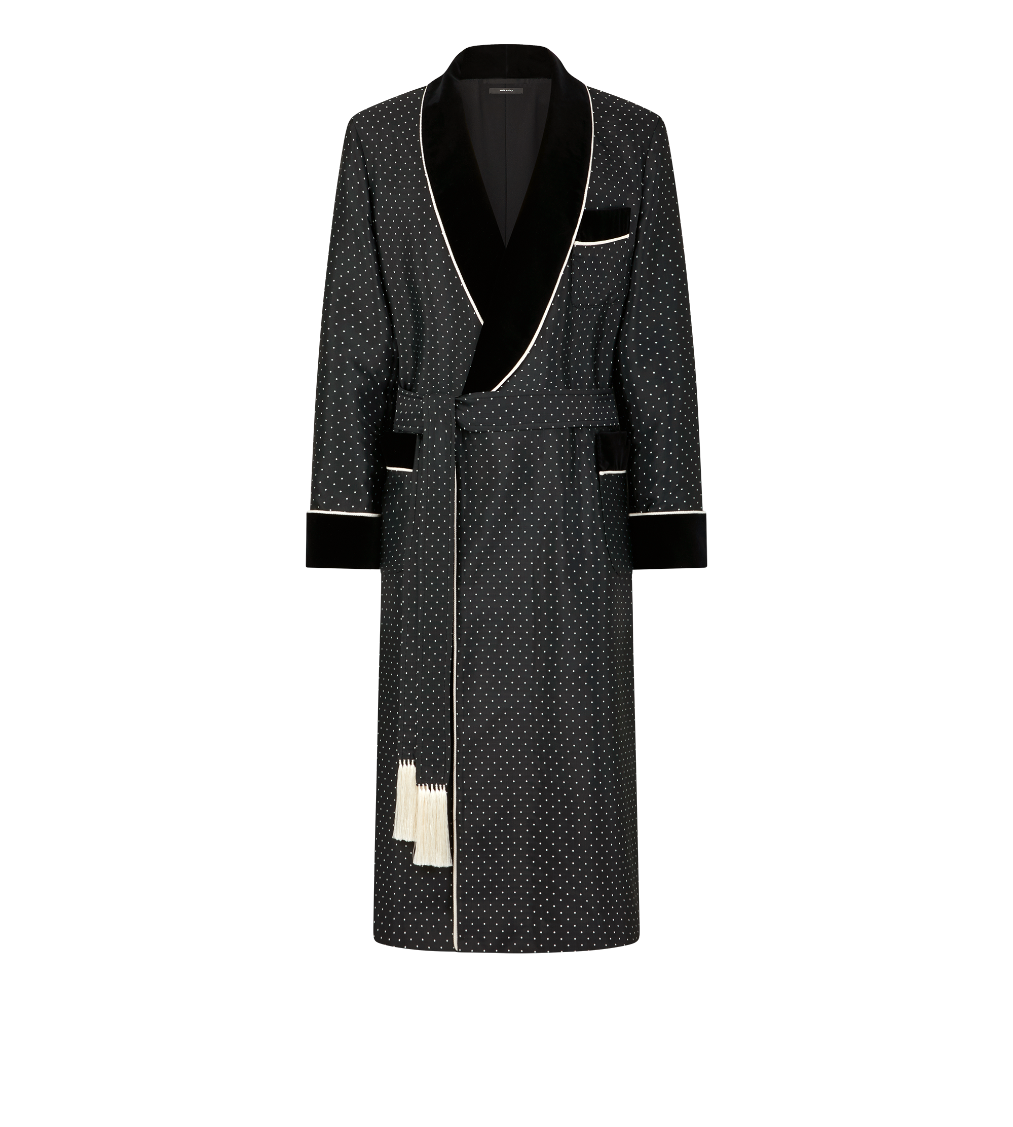 POLKA DOT SILK SHAWL COLLAR ROBE