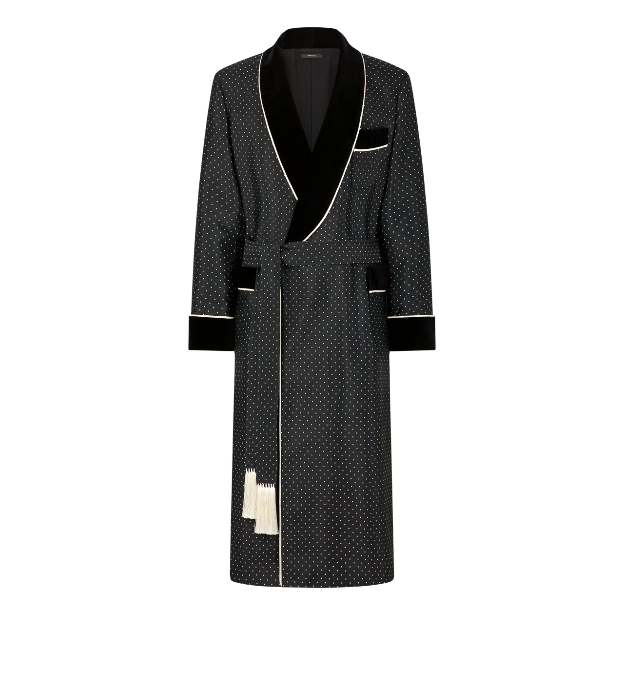 POLKA DOT SILK SHAWL COLLAR ROBE image number 0