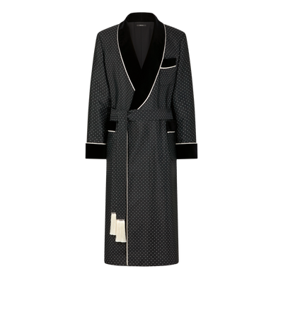 POLKA DOT SILK SHAWL COLLAR ROBE image number 0
