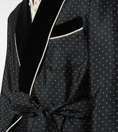 POLKA DOT SILK SHAWL COLLAR ROBE image number 1