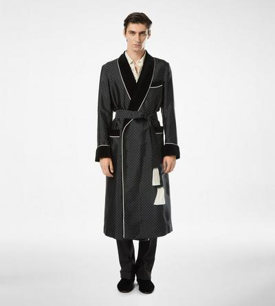 POLKA DOT SILK SHAWL COLLAR ROBE image number 2