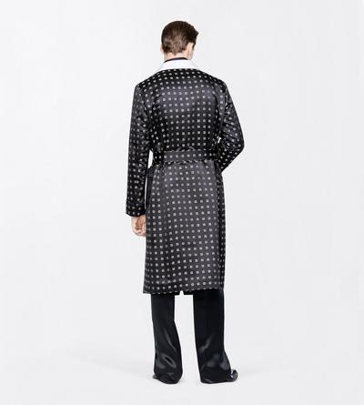 TOM FORD SILK BLACK + WHITE GEOMETRICAL SQUARE DOUBLE DUCHESSE ROBE