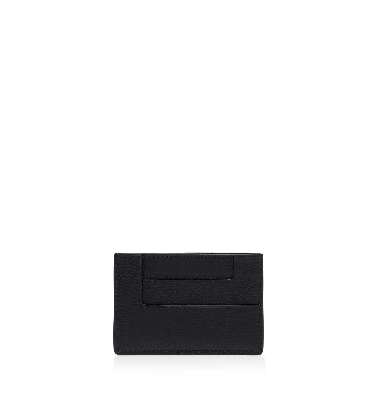 Black Saffiano Leather Card Holder With Shoulder Strap