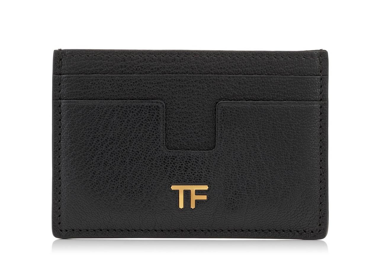 SHINY GRAINED LEATHER TF CARD HOLDER image number 0
