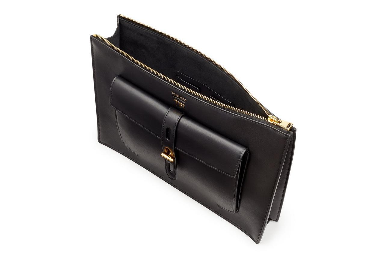 HOLLYWOOD LEATHER T TWIST FLAT POUCH image number 3