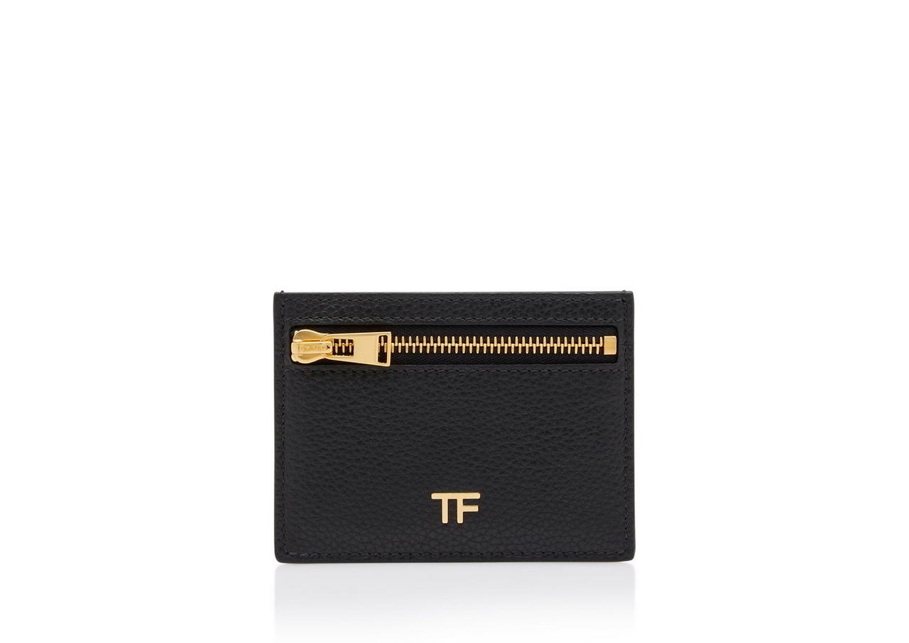 GRAIN LEATHER CLASSIC TF CARD HOLDER WITH ZIPPED POCKET