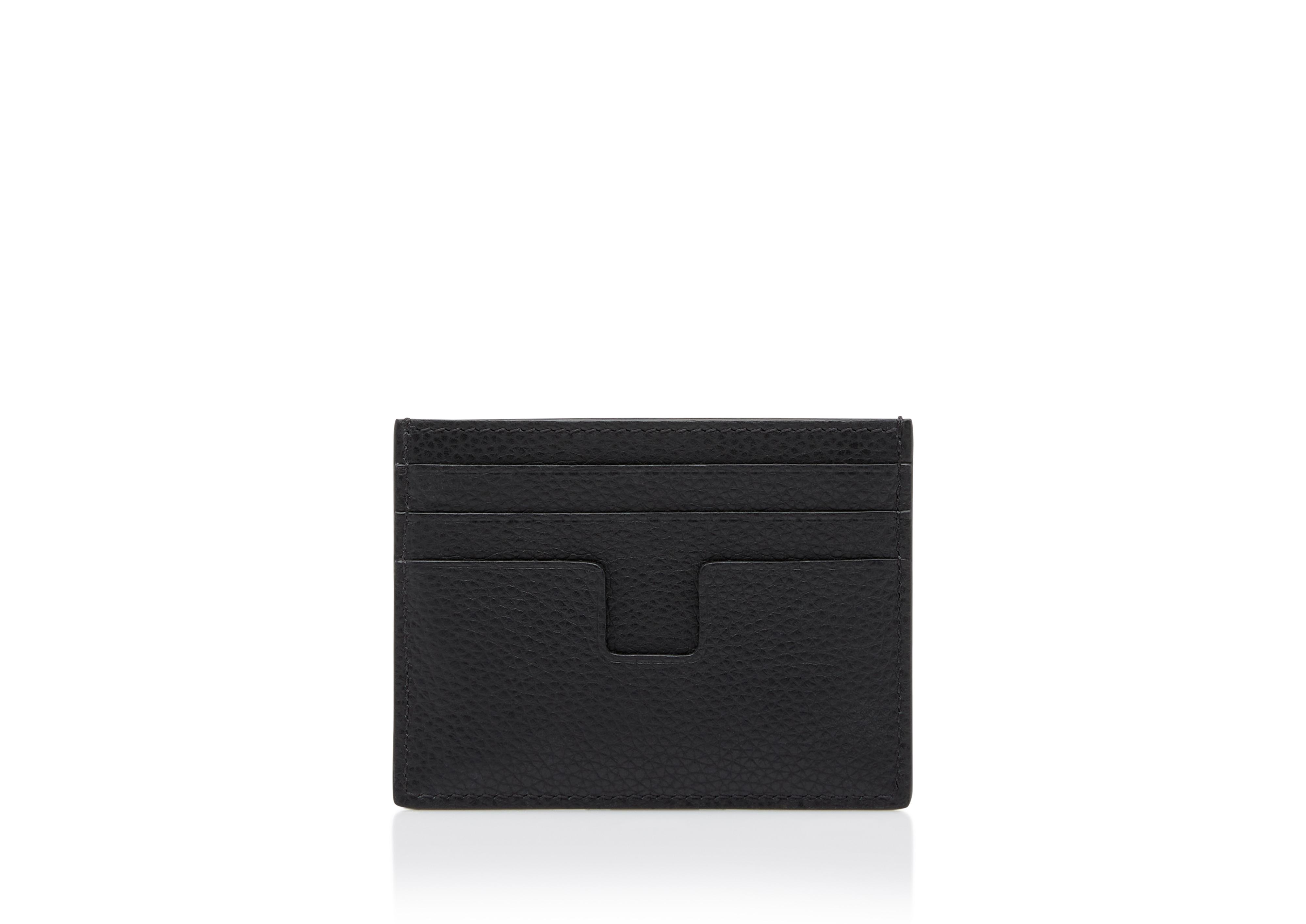 GRAIN LEATHER CLASSIC TF CARD HOLDER WITH ZIPPED POCKET