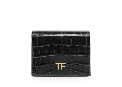 SHINY STAMPED CROCODILE LEATHER CLASSIC TF MINI WALLET image number 0