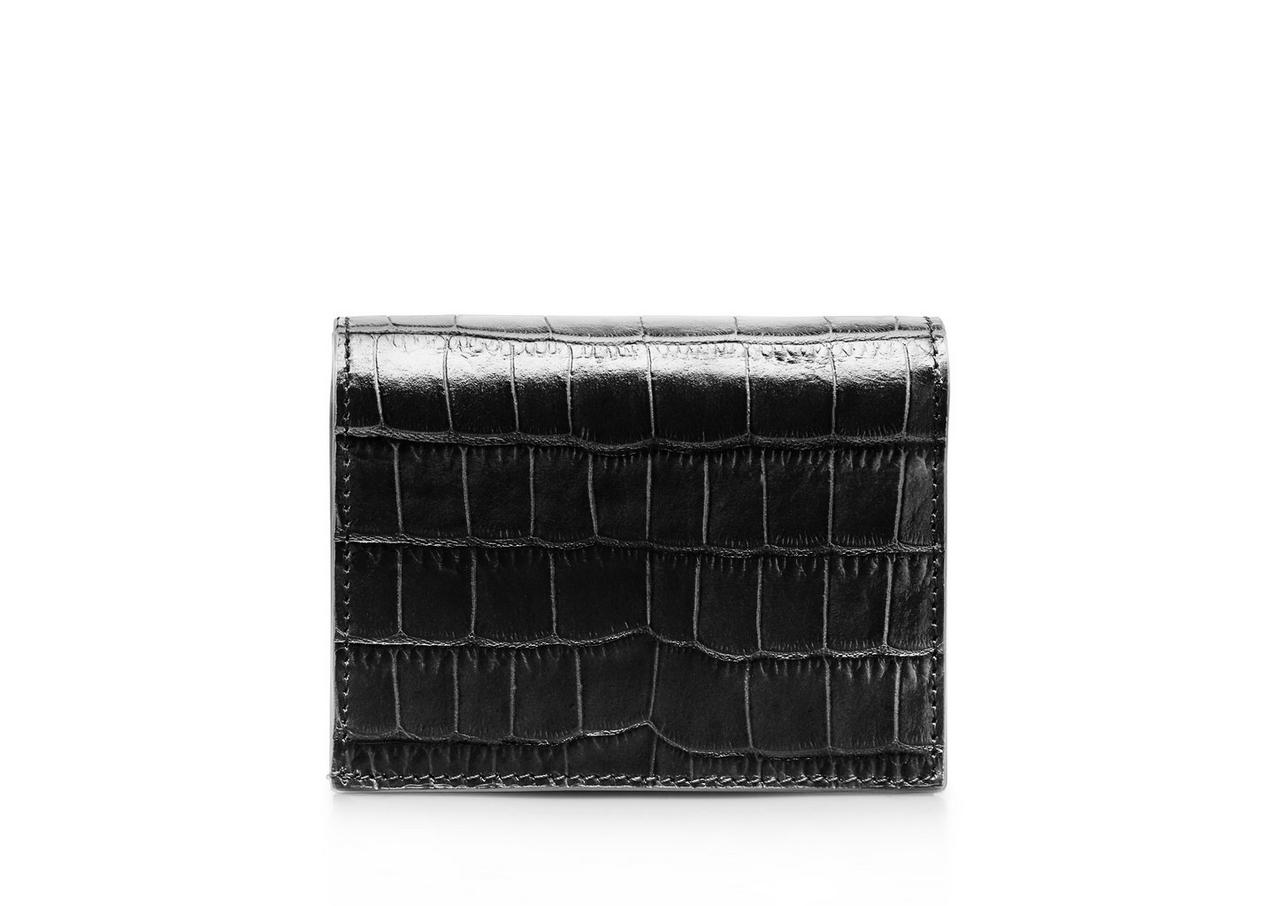 SHINY STAMPED CROCODILE LEATHER CLASSIC TF MINI WALLET image number 1