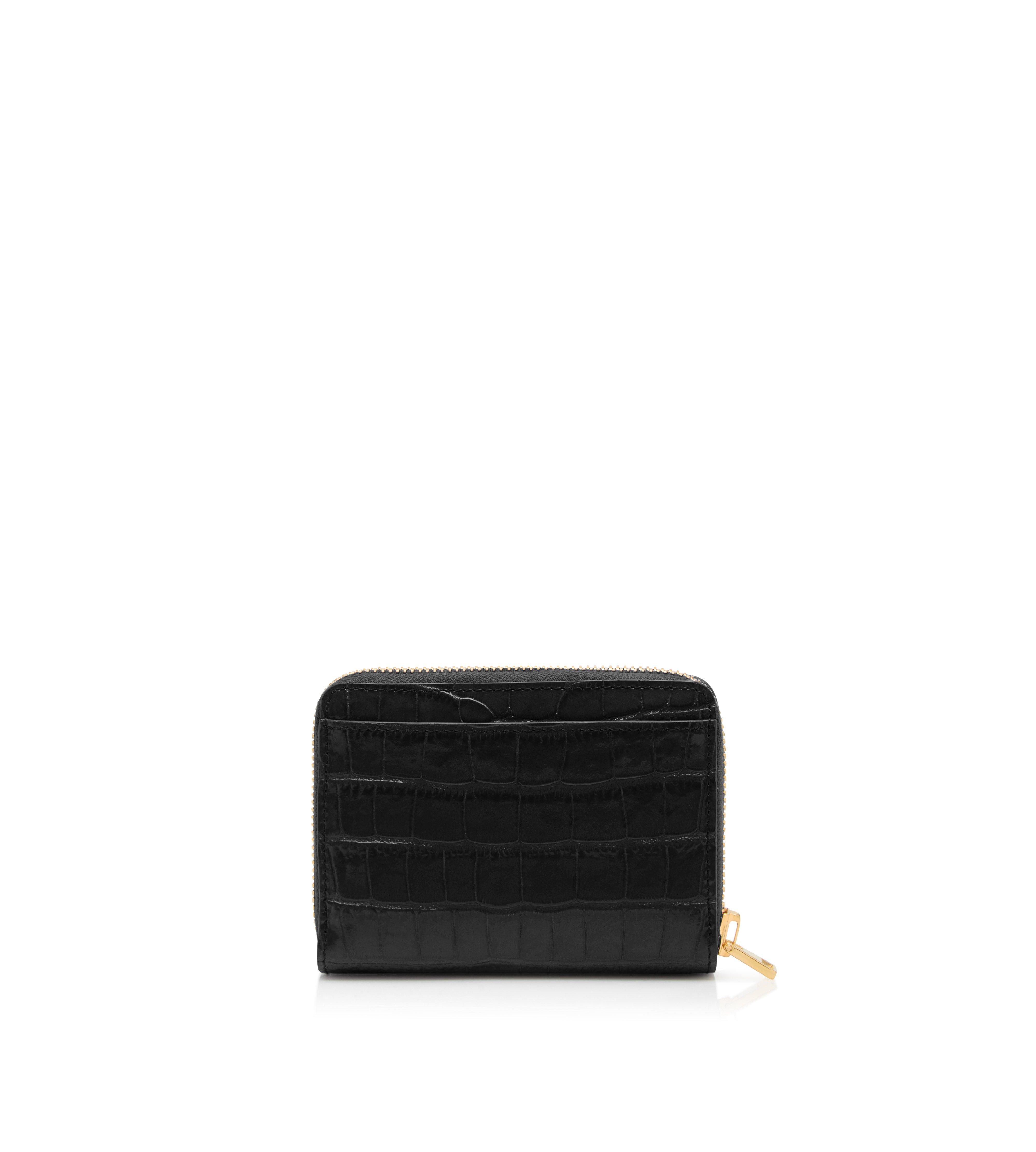 STAMPED CROC LEATHER CLASSIC TF COMPACT ZIPPED WALLET