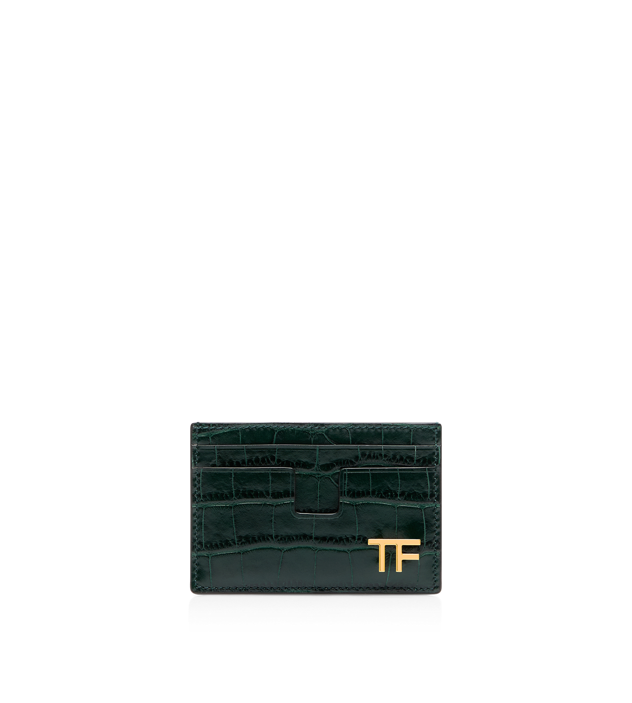 SHINY STAMPED CROCODILE LEATHER CLASSIC TF CARD HOLDER image number 0