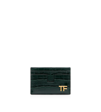 SHINY STAMPED CROCODILE LEATHER CLASSIC TF CARD HOLDER image number 0